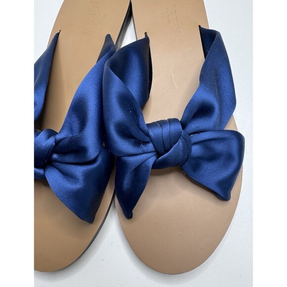 J. Crew Women's Blue Satin Knot Slide Sandals Size 7 - Picture 4 of 9